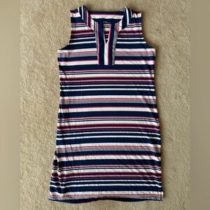 Coolibar Navy, White & Pink Striped Tank Dress